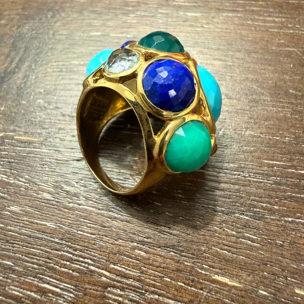 Impolite Rock Candy Multicolor Gemstone 18ct Yelliw Gold Ring Sz 7 - Picture 3 of 10